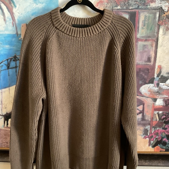 Jenni Kayne Cotton fisherman Crew Neck Sweater in Olive - Picture 5 of 12